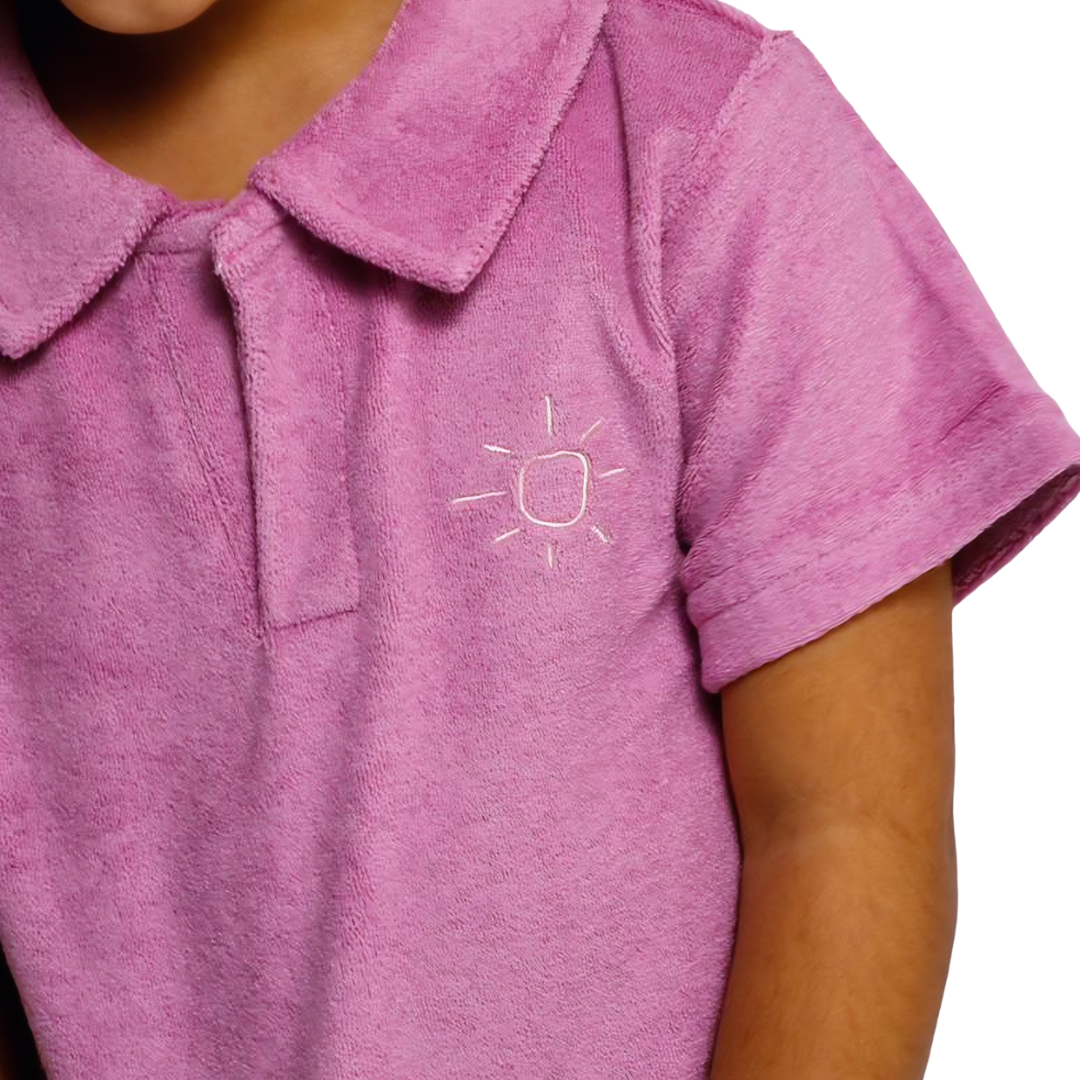 Organic Toweling Cotton Terry Set | Polo Shirt & Shorts (Purple)